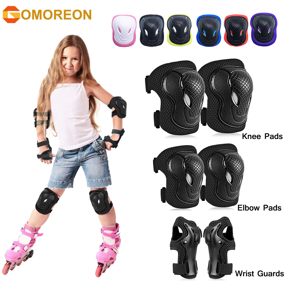 Cycling Protective Gear For Kids - GOMOREON 6Pcs/Set Kids Safety Knee Pads