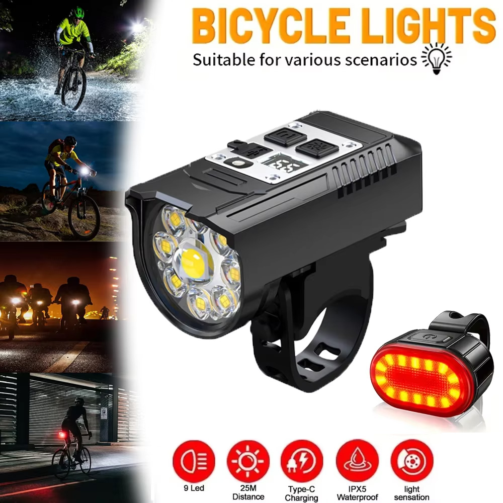 9 LED Bicycle Headlight USB Re - Cycling Gear Charging Station incelemesi ve fiyatı